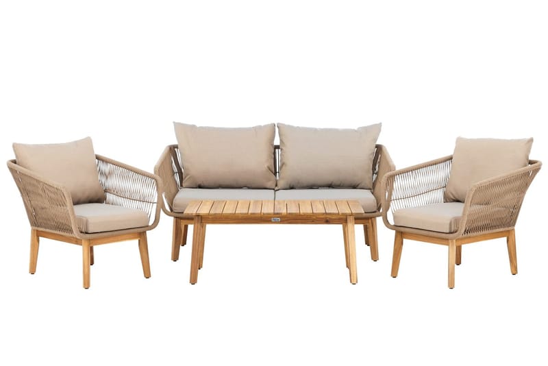 Soffgrupp Chania 2-sits Soffa + 2 Fåtöljer med bord Utomhus - Brun - Utemöbler - Utegrupp - Loungegrupp