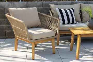 Soffgrupp Chania 2-sits Soffa + 2 Fåtöljer med bord Utomhus - Brun - Utemöbler - Utegrupp - Loungegrupp