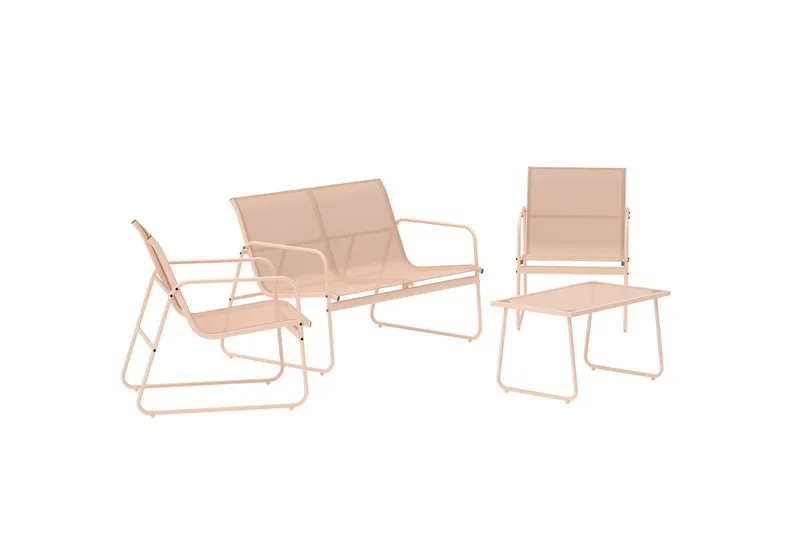 Soffgrupp Scopello 2-sits Soffa + 2 Fåtöljer med bord Utomhus - Beige - Utemöbler - Utegrupp - Loungegrupp