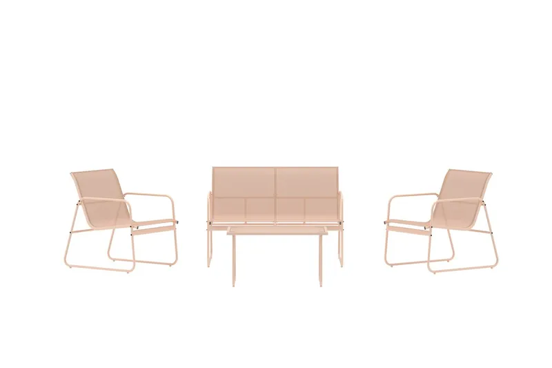 Soffgrupp Scopello 2-sits Soffa + 2 Fåtöljer med bord Utomhus - Beige - Utemöbler - Utegrupp - Loungegrupp