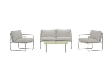 Soffgrupp Thassos 2-sits Soffa + 2 Fåtöljer med bord Utomhus - Beige - Utemöbler - Utegrupp - Loungegrupp
