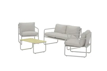 Soffgrupp Thassos 2-sits Soffa + 2 Fåtöljer med bord Utomhus - Beige - Utemöbler - Utegrupp - Loungegrupp