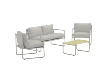 Soffgrupp Thassos 2-sits Soffa + 2 Fåtöljer med bord Utomhus - Beige - Utemöbler - Utegrupp - Loungegrupp