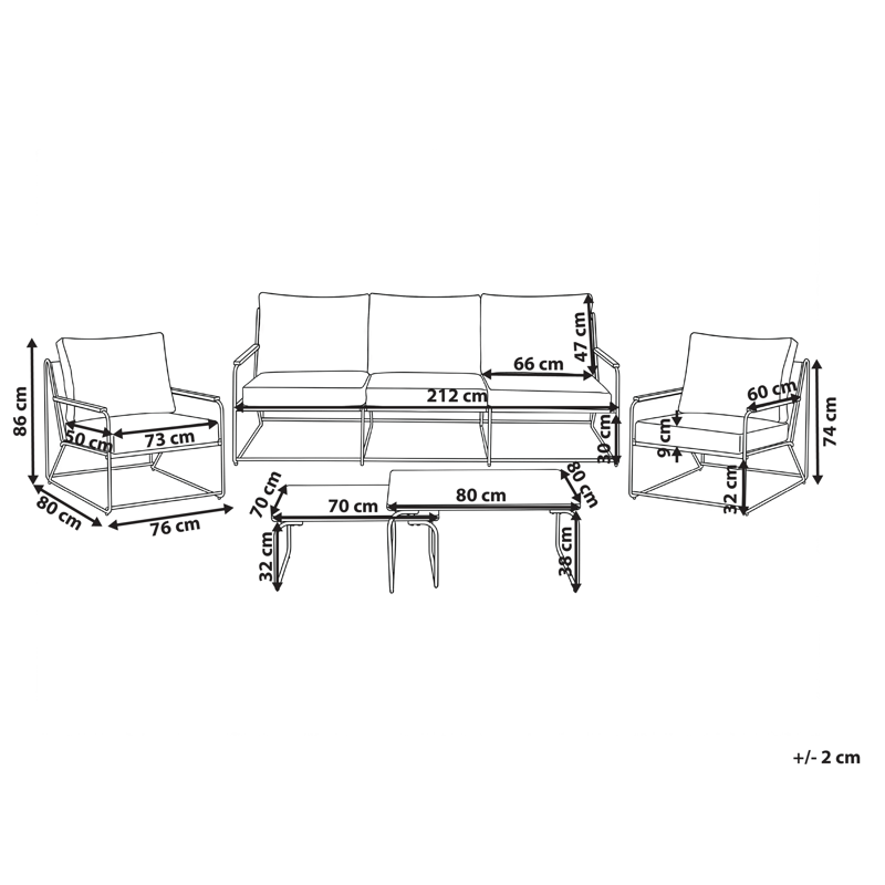 Soffgrupp utomhus 5-Sits Venaria med Bord - Svart/Beige - Utemöbler - Utegrupp - Loungegrupp