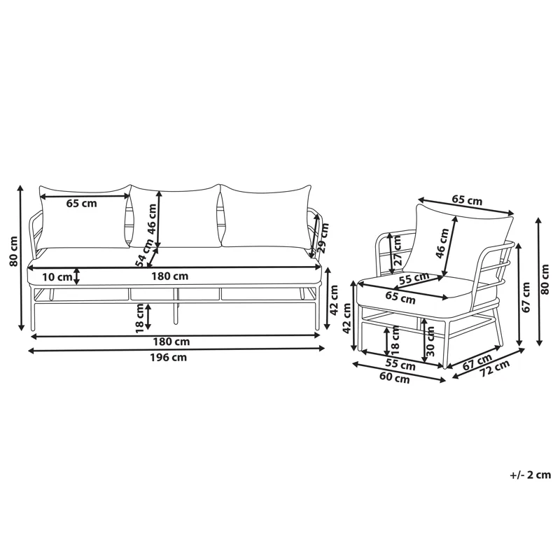 Soffgrupp utomhus 5-Sits Ponzone - Beige/Svart - Utemöbler - Utegrupp - Loungegrupp