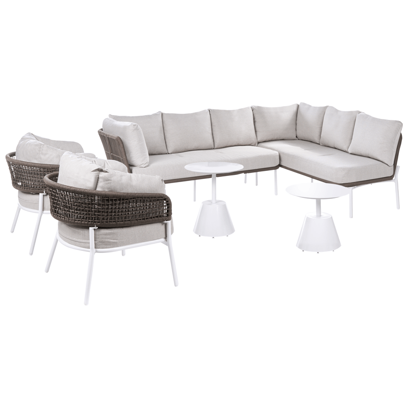 Soffgrupp utomhus 7-Sits Robella med Bord - Beige/Vit/Brun - Utemöbler - Utegrupp - Loungegrupp