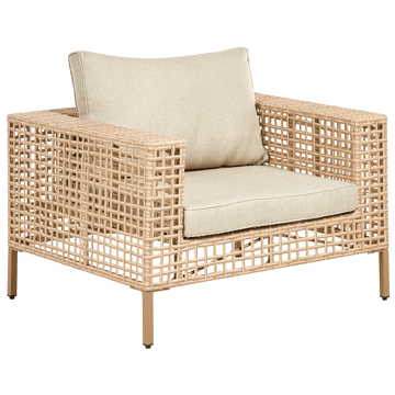 Soffgrupp utomhus med Bord 4-Sits Calasetta Högervänd Konstrotting - Beige - Utemöbler - Utegrupp - Loungegrupp