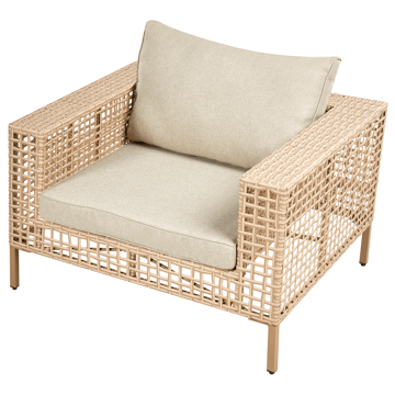 Soffgrupp utomhus med Bord 4-Sits Calasetta Högervänd Konstrotting - Beige - Utemöbler - Utegrupp - Loungegrupp