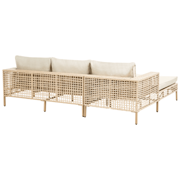 Soffgrupp utomhus med Bord 4-Sits Calasetta Högervänd Konstrotting - Beige - Utemöbler - Utegrupp - Loungegrupp