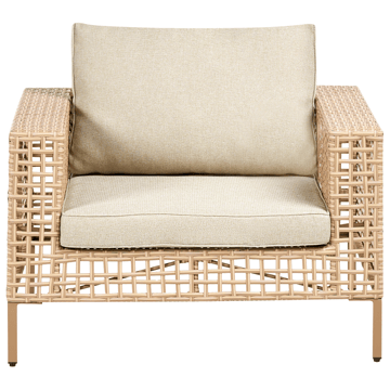 Soffgrupp utomhus med Bord 4-Sits Calasetta Högervänd Konstrotting - Beige - Utemöbler - Utegrupp - Loungegrupp