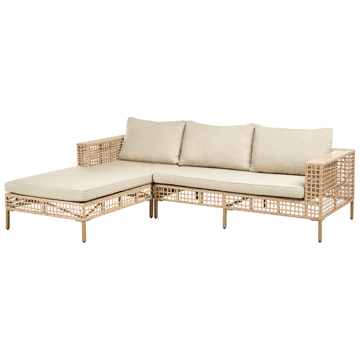 Soffgrupp utomhus med Bord 4-Sits Calasetta Högervänd Konstrotting - Beige - Utemöbler - Utegrupp - Loungegrupp