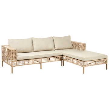 Soffgrupp utomhus med Bord 4-Sits Calasetta Vänstervänd Konstrotting - Beige - Utemöbler - Utegrupp - Loungegrupp