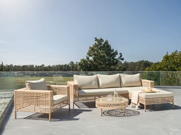Soffgrupp utomhus med Bord 4-Sits Calasetta Vänstervänd Konstrotting - Beige - Utemöbler - Utegrupp - Loungegrupp