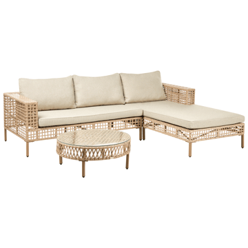 Soffgrupp utomhus med Bord 4-Sits Calasetta Vänstervänd Konstrotting - Beige - Utemöbler - Utegrupp - Loungegrupp