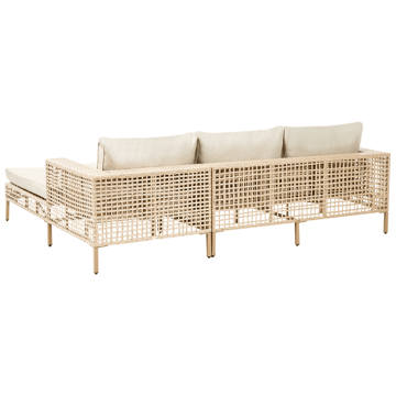 Soffgrupp utomhus med Bord 4-Sits Calasetta Vänstervänd Konstrotting - Beige - Utemöbler - Utegrupp - Loungegrupp