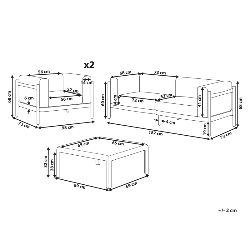 Soffgrupp utomhus med Bord 4-Sits Ferretti - Grå/Beige - Utemöbler - Utegrupp - Loungegrupp