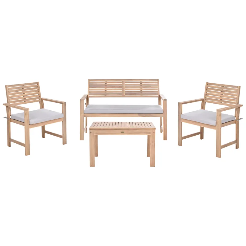 Soffgrupp utomhus med Bord 4-Sits Fiames Akaciaträ, Brun/Grå