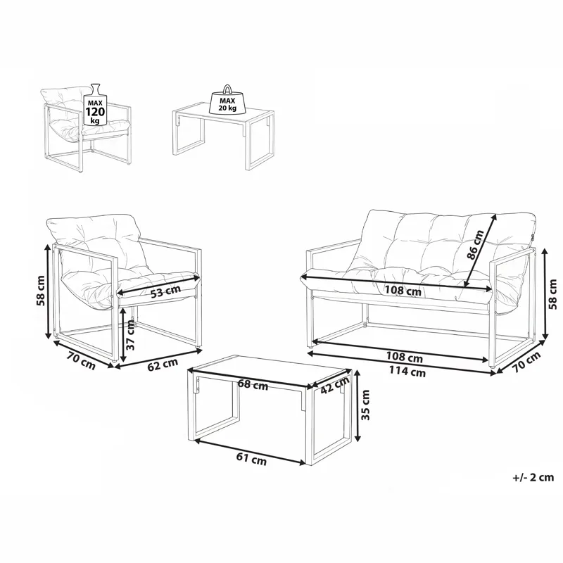 Soffgrupp utomhus med Bord 4-Sits Garda - Grön/Vit - Utemöbler - Utegrupp - Loungegrupp