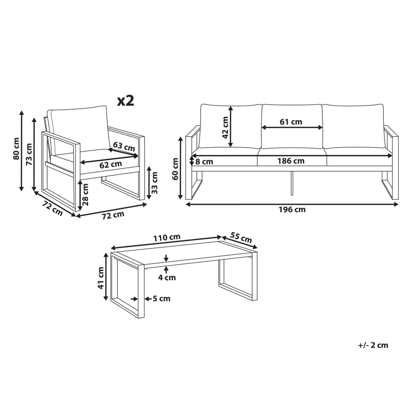 Soffgrupp utomhus med Bord 5-Sits Gelso - Grå/Brun - Utemöbler - Utegrupp - Loungegrupp