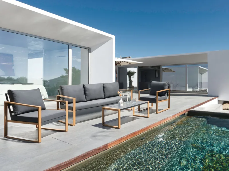 Soffgrupp utomhus med Bord 5-Sits Gelso - Grå/Brun - Utemöbler - Utegrupp - Loungegrupp