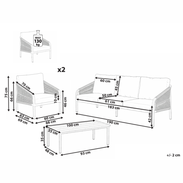 Soffgrupp utomhus med Bord 5-Sits Murato - Beige - Utemöbler - Utegrupp - Loungegrupp