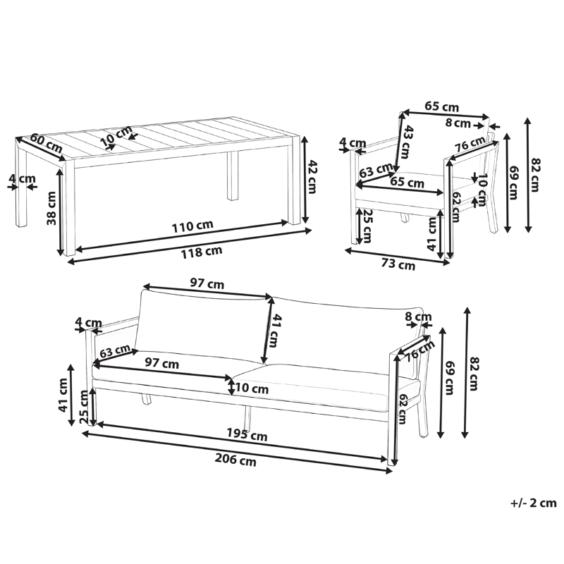 Soffgrupp utomhus med Bord 5-Sits Oneta - Brun/Beige - Utemöbler - Utegrupp - Loungegrupp