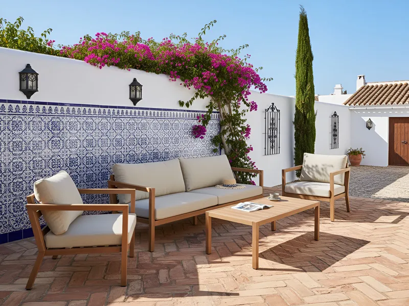 Soffgrupp utomhus med Bord 5-Sits Oneta - Brun/Beige - Utemöbler - Utegrupp - Loungegrupp