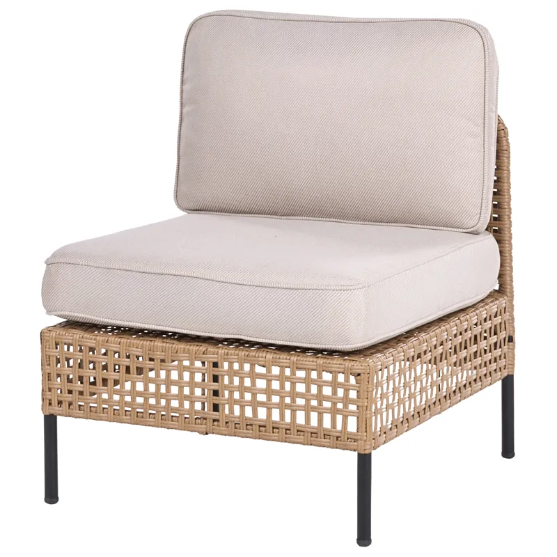 Soffgrupp utomhus med Bord 6-Sits Omegana Modulär Konstrotting - Beige/Svart - Utemöbler - Utegrupp - Loungegrupp