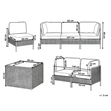 Soffgrupp utomhus med Bord 6-Sits Omegana Modulär Konstrotting - Beige/Svart - Utemöbler - Utegrupp - Loungegrupp