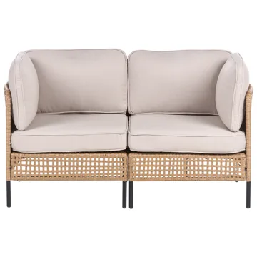 Soffgrupp utomhus med Bord 6-Sits Omegana Modulär Konstrotting - Beige/Svart - Utemöbler - Utegrupp - Loungegrupp