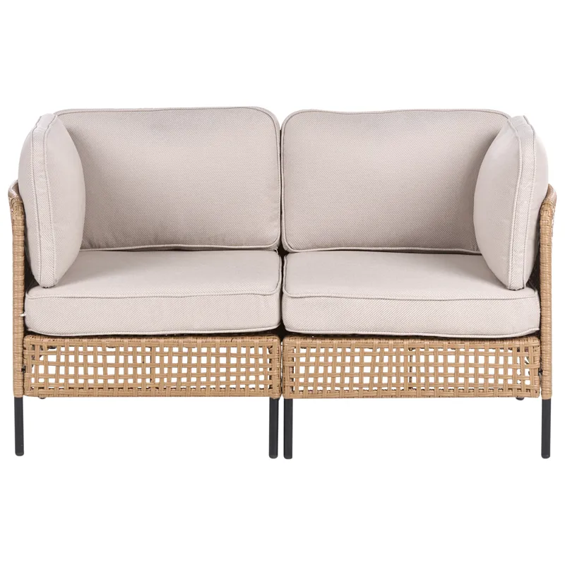 Soffgrupp utomhus med Bord 6-Sits Omegana Modulär Konstrotting - Beige/Svart - Utemöbler - Utegrupp - Loungegrupp