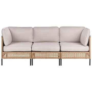 Soffgrupp utomhus med Bord 6-Sits Omegana Modulär Konstrotting - Beige/Svart - Utemöbler - Utegrupp - Loungegrupp