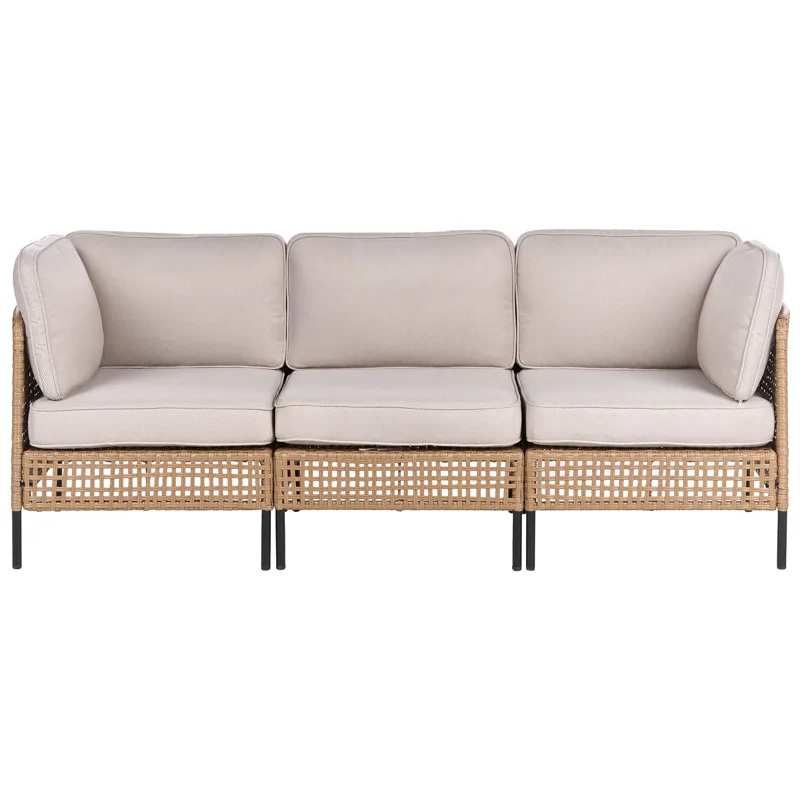 Soffgrupp utomhus med Bord 6-Sits Omegana Modulär Konstrotting - Beige/Svart - Utemöbler - Utegrupp - Loungegrupp