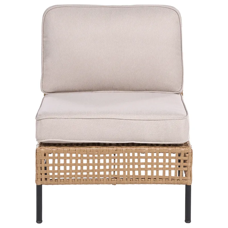 Soffgrupp utomhus med Bord 6-Sits Omegana Modulär Konstrotting - Beige/Svart - Utemöbler - Utegrupp - Loungegrupp