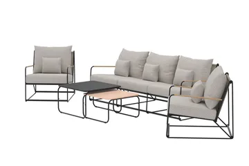 Soffgrupp Palazzo 3-sits Soffa + 2 Fåtöljer med bord Utomhus - Svart - Utemöbler - Utegrupp - Loungegrupp