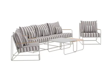 Soffgrupp Palazzo 3-sits Soffa + 2 Fåtöljer med bord Utomhus - Grå - Utemöbler - Utegrupp - Loungegrupp