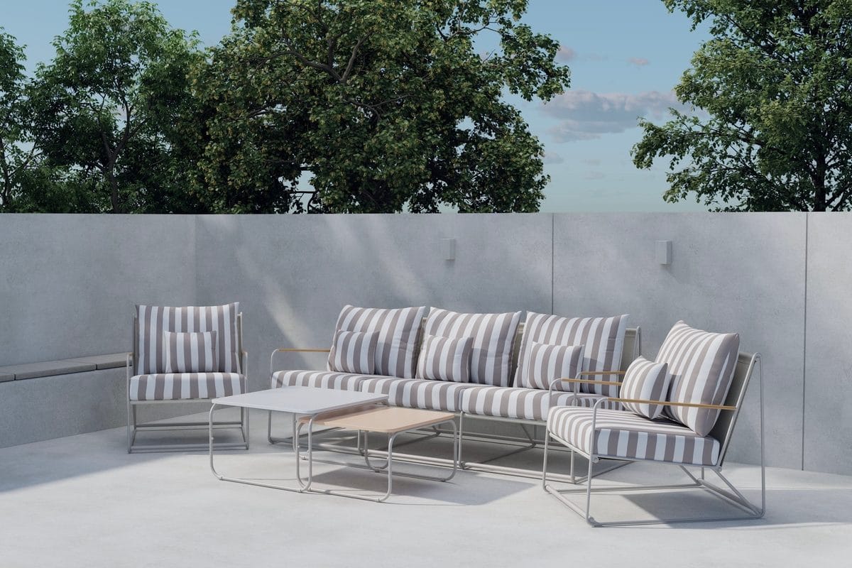 soffgrupp palazzo 3-sits soffa + 2 fåtöljer med bord utomhus - grå