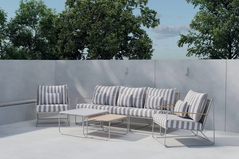 Soffgrupp Palazzo 3-sits Soffa + 2 Fåtöljer med bord Utomhus, Grå