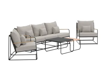 Soffgrupp Palazzo 3-sits Soffa + 2 Fåtöljer med bord Utomhus - Svart - Utemöbler - Utegrupp - Loungegrupp