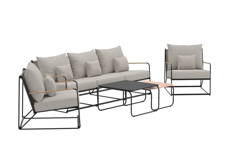 Soffgrupp Palazzo 3-sits Soffa + 2 Fåtöljer med bord Utomhus - Svart - Utemöbler - Utegrupp - Loungegrupp