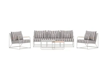 Soffgrupp Palazzo 3-sits Soffa + 2 Fåtöljer med bord Utomhus - Grå - Utemöbler - Utegrupp - Loungegrupp