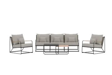 Soffgrupp Palazzo 3-sits Soffa + 2 Fåtöljer med bord Utomhus - Svart - Utemöbler - Utegrupp - Loungegrupp