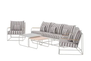 Soffgrupp Palazzo 3-sits Soffa + 2 Fåtöljer med bord Utomhus - Grå - Utemöbler - Utegrupp - Loungegrupp