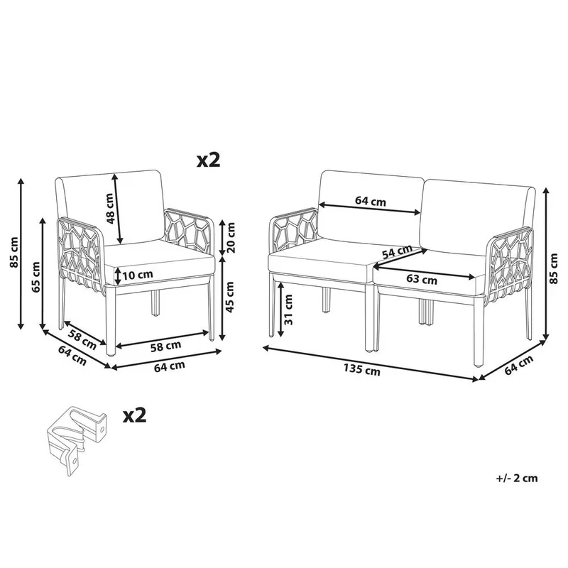 Soffset Eriche - Grå, brun - Utemöbler - Utegrupp - Loungegrupp