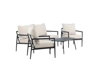Taromina Soffgrupp Utomhus 4-sits - Svart/Beige - Utemöbler - Utegrupp - Loungegrupp