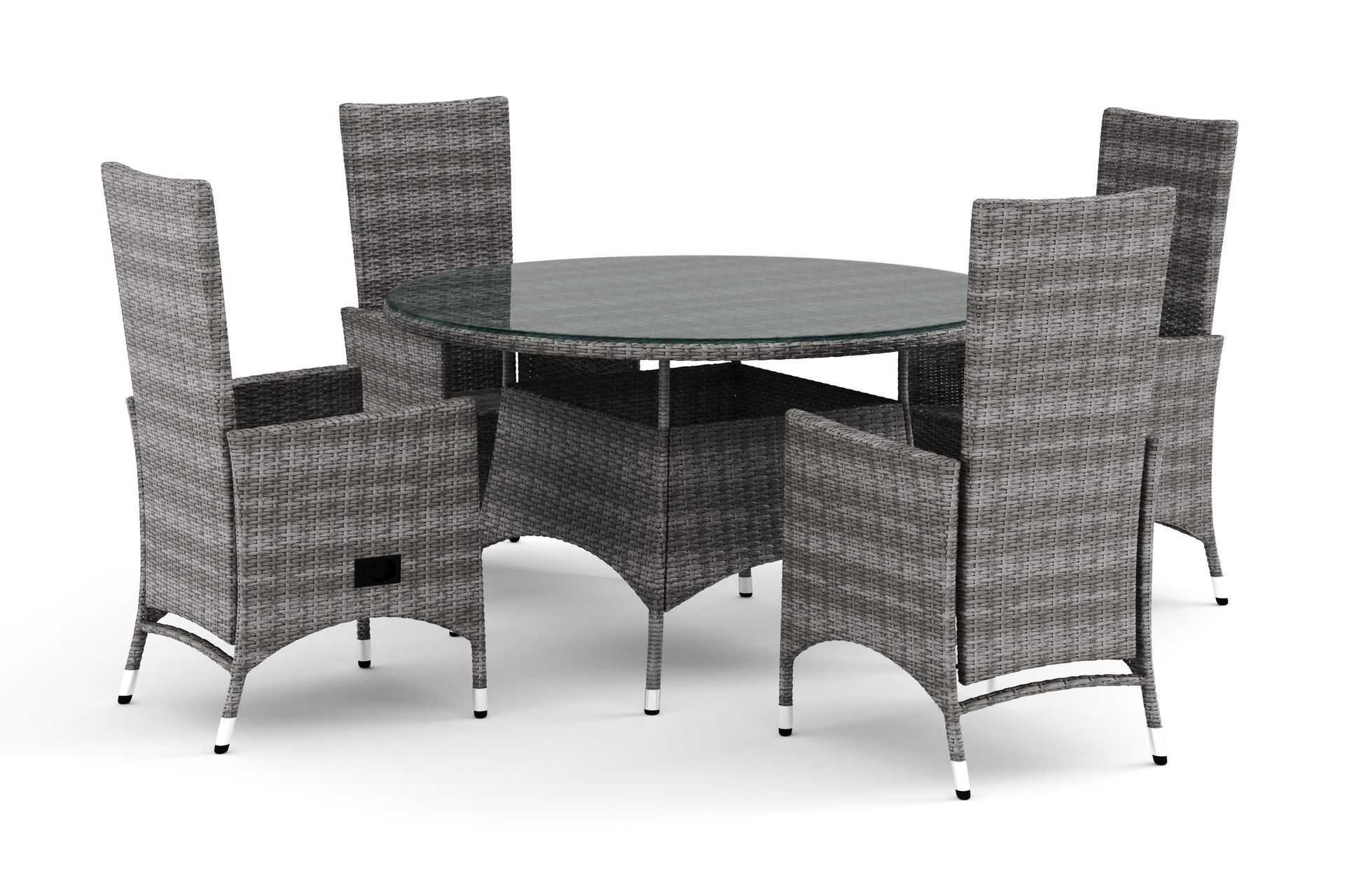 Thor utomhus rund matgrupp 140 cm med 4 Jenny matstolar - Gr&aring;