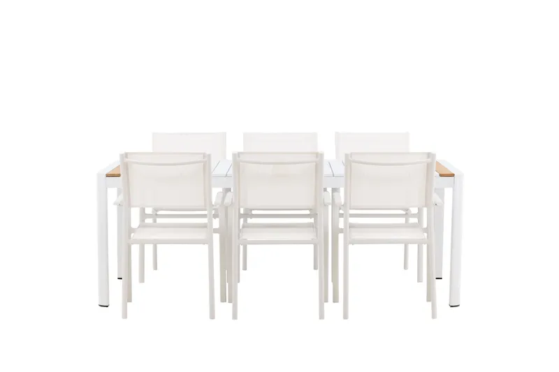 Togo Matgrupp Utomhus 200 cm Rektangulär med 6 Santorini Utestolar, Natur