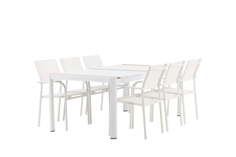 Togo Matgrupp Utomhus 200 cm Rektangulär med 6 Santorini Utestolar - Natur - Utemöbler - Utegrupp - Matgrupper utomhus