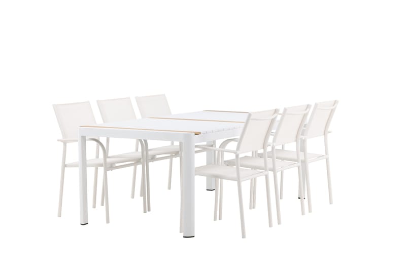 Togo Matgrupp Utomhus 200 cm Rektangulär med 6 Santorini Utestolar - Natur - Utemöbler - Utegrupp - Matgrupper utomhus