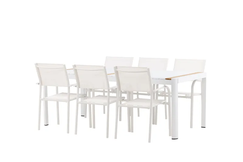 Togo Matgrupp Utomhus 200 cm Rektangulär med 6 Santorini Utestolar - Natur - Utemöbler - Utegrupp - Matgrupper utomhus